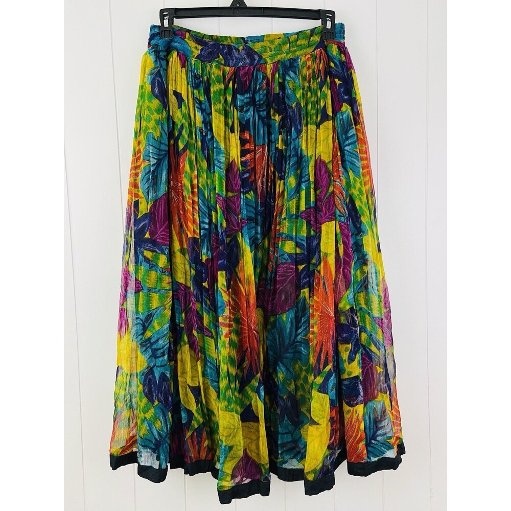 Vintage Le Mieux Colorful Chiffon Flowy Boho Hippie Gypsy Maxi Skirt Elastic OS - Picture 6 of 9